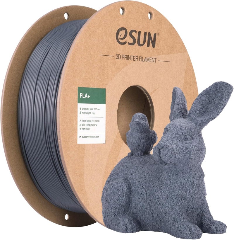 eSUN PLA+ Filament 1.75mm Grey 1KG, 3D Printer Filament Dimensional Accuracy +/- 0.03mm, 1kg Cardboard Spool(2.2lbs) 3D Printing Filament, Fits for Most FDM 3D Printers - Image 1